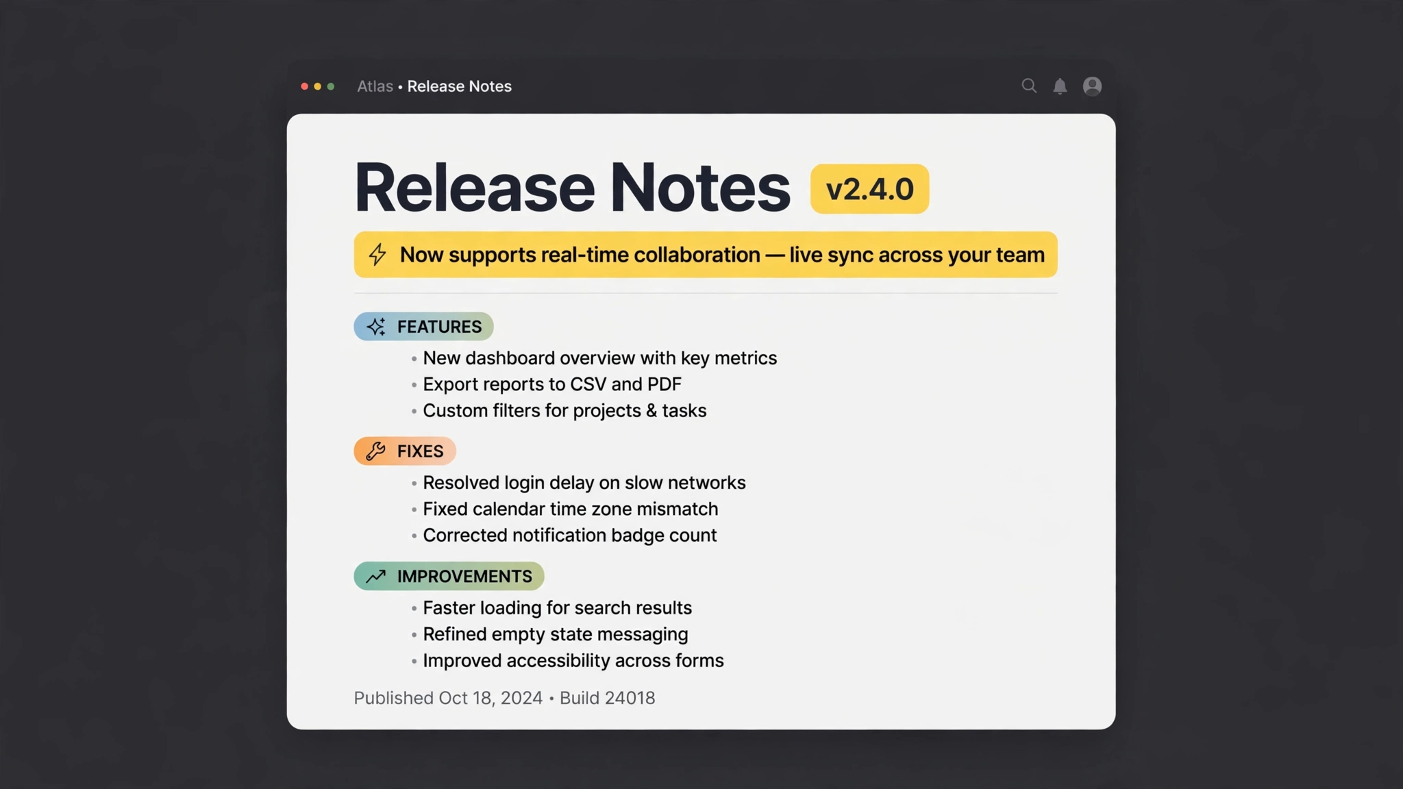 Changelog Composer preview