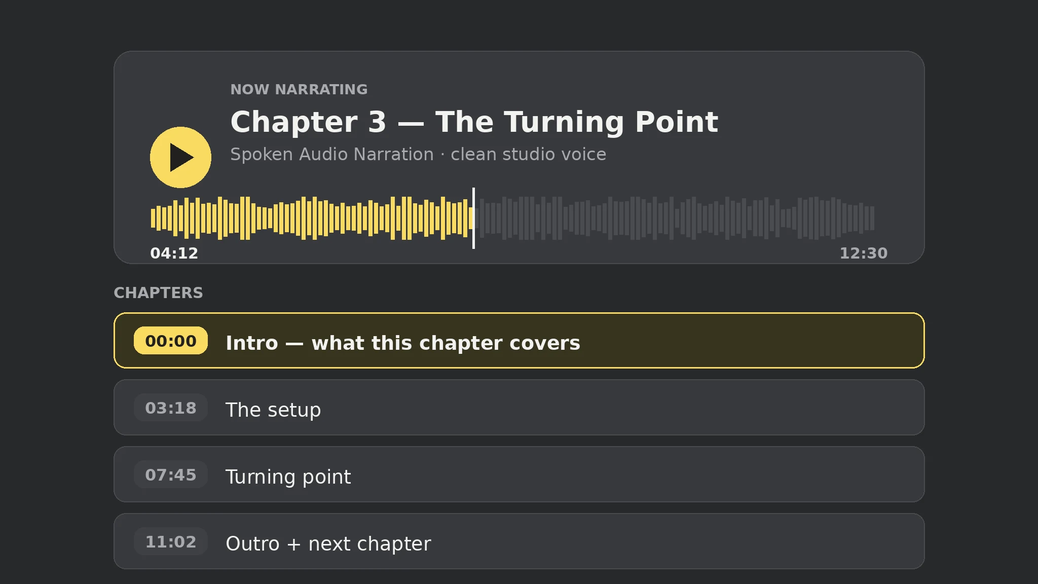 Spoken Audio Narration preview